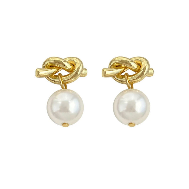 PONYKISS Pearl Round Tie Knot Earrings